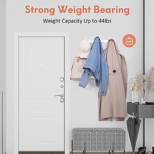 Optish Coat Rack Wall Mount, Coat Hook Wall Mount, Wall Hooks for Hanging, Hat Rack for Walls, Coats Hanger with 12 Hook, Towel Hooks for Bathrooms (2 Pack, White)