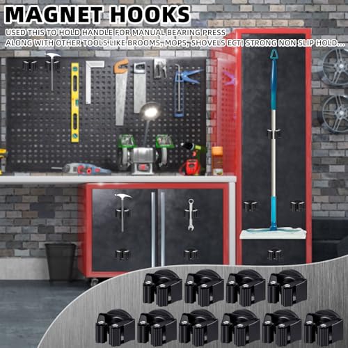 Vercraft 10 Pcs Magnetic Mop Broom Holder Movable Magnetic Broom Holder Rack, Anti Slip Wall Mounted Utility for Cleaning Tools, Garage, Kitchen, Laundry, Garden (Black)
