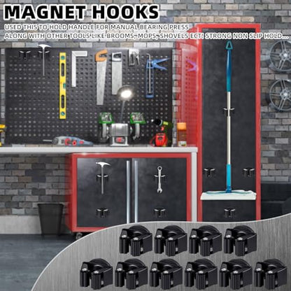 Vercraft 10 Pcs Magnetic Mop Broom Holder Movable Magnetic Broom Holder Rack, Anti Slip Wall Mounted Utility for Cleaning Tools, Garage, Kitchen, Laundry, Garden (Black)