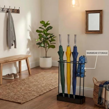 Umbrella Stand, Metal Umbrella Holder for Entryway, 17 × 11.2 × 6 Inches Umbrella Rack Organizer, Umbrella Holder Rack for Umbrella Storage, Office, Black, Rectangle