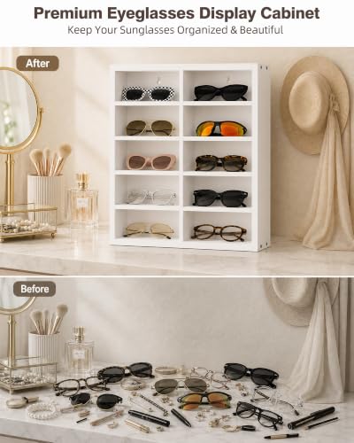 TJ.MOREE 10-Pair Sunglasses Organizer Display Case for Wall Eyewear Holder