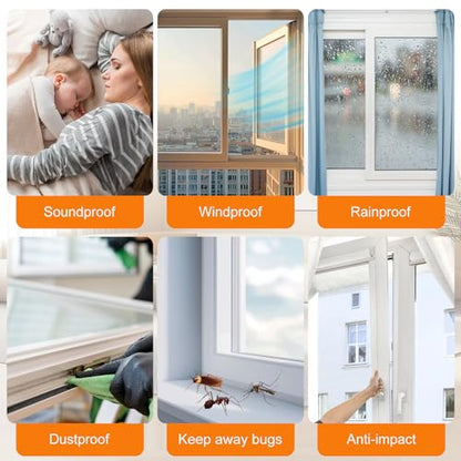 40FT Self-Adhesive Weather Stripping Seal for Door Frames and Sliding Windows, Weatherstripping for Soundproofing, Dustproof, Window Insulation for Winter, 0.35'' Wide x 0.35'' Thick, Grey