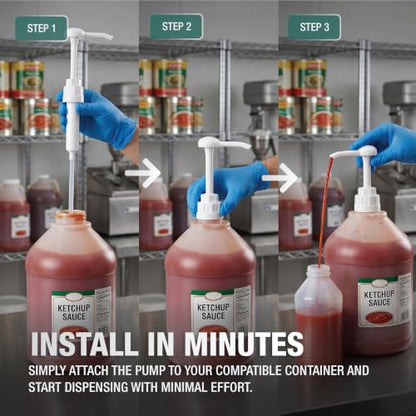5 Gallon Pump Dispenser - Pump for 5 Gallon Bucket, Jug, Bottle, Large Container - Great for Shampoo & Conditioner, Laundry Detergent, Snow Cone Syrup, Bleach Liquid, Oil & More (Pack of 2)