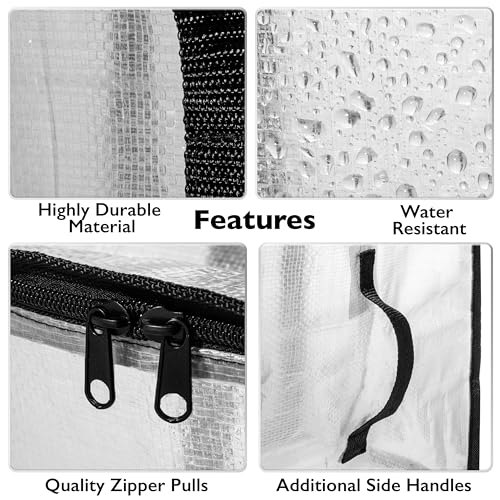 ClearSpace Heavy Duty Moving Bags or Storage Bags – Clear Storage Bins with Lids, Large Moving Boxes with Backpack Straps & Zippers – Packing Bags & Moving Supplies for College Dorm- 4 Pack