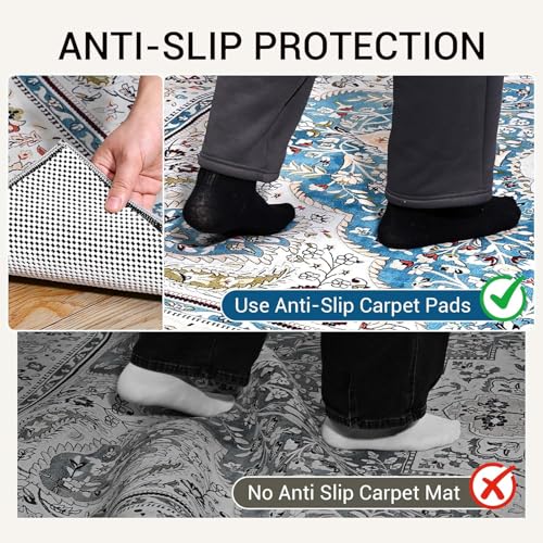 Non Slip Rug Pad Gripper for Hardwood Floors, 9x12 FT Anti Slide Rug Underlay, Eco Safe Odor Free, Cushioned Floor Protector, Cut-to-Size Multi-Purpose Pad
