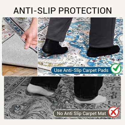 Non Slip Rug Pad Gripper for Hardwood Floors, 9x12 FT Anti Slide Rug Underlay, Eco Safe Odor Free, Cushioned Floor Protector, Cut-to-Size Multi-Purpose Pad