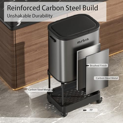 Stainless Steel Tall Kitchen Trash Can with Shelf... (Eclipse Grey | Stainless Steel)