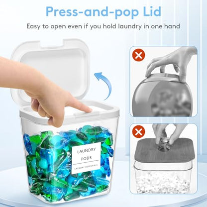 Lifewit Laundry Pods Container with Pop-up Lid, 0.72+0.5 gal, 3 Pcs | Coffee Pod, K-Cup Storage, Laundry Room Organization, Dryer Sheet Holder for Washing Powder Detergent