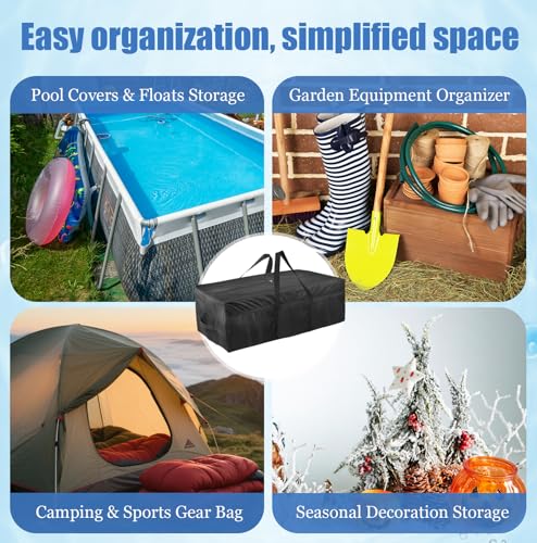 PJT Extra Large Storage Bag for Above Ground Inflatable Frame Pools, Waterproof UV Resistant Storage Tote for Pool Accessories with 4 Reinforced Handles
