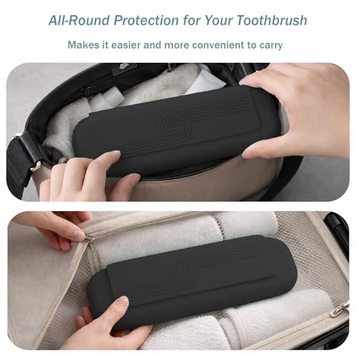 Silicone Toothbrush Travel Case, Pro Large Toothbrush Case for Traveling | Electric & Manual Toothbrush Travel Cover for Men and Women, Portable Toothbrush Holder for Trave, Gym, Business Trip, School