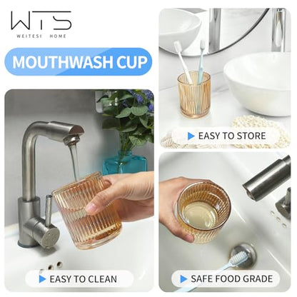 Glass Bathroom Tumbler Cup Toothbrush Holder Unbreakable Organizer Tumbler Cups for Bathroom Vanity,10oz