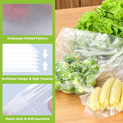 Bonsenkitchen Vacuum Sealer Rolls bags, 3 Rolls 11"x 20'+ 3 Rolls 8"x 20' | 6 Pack, Commercial Grade, Durable, BPA-Free, Custom-Size Vacuum Sealer Bags for Dry/Moist Food Storage and Sous Vide, VB3211