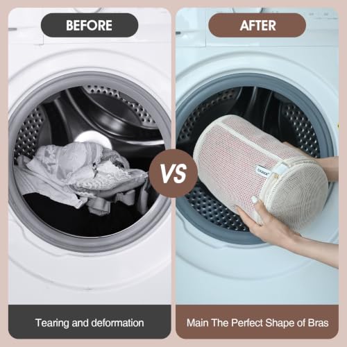100% Pure Cotton Mesh Laundry Bags, Bra Washing Bags for Laundry, No Dye, Set of 3, Natural(8x6.5 Inch)