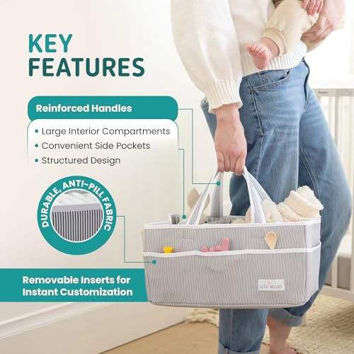 Baby Diaper Caddy Organizer - Large Tote Bag for Newborn essentials Boy or Girl - Baby Shower Basket - Nursery Must Haves - Registry Favorites - Newborn Caddie Car Organizer