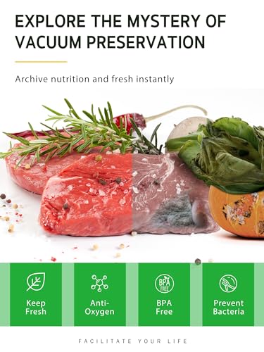 Syntus Vacuum Sealer Bags for Food, 3 Rolls 11" x 20' and 3 Rolls 8" x 20' | 6 Pack, BPA Free, Custom Size, Heave-duty, Durable, Sous Vide Cooking Freezer Microwave Safe, Works with All Vacuum Sealers