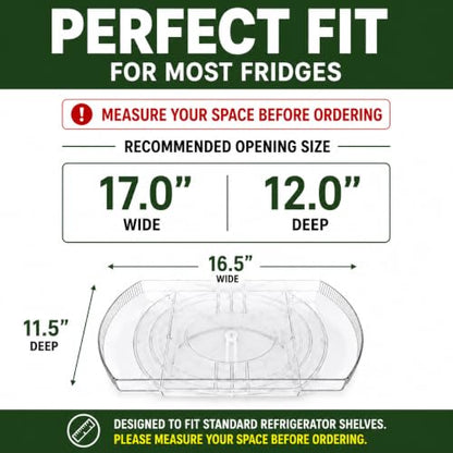 NOSTA Home Rotating Lazy Susan for Refrigerator - Square Lazy Susan - Refrigerator Lazy Susan Organizer - Rotating Fridge Organizer - Large (16.5x11)