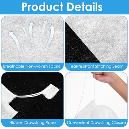 Dimeho 100 PCS Dust Bags for Purses Drawstring Bags Disposable Non-Woven Storage Covers Breathable Handbag Dust Cover Closet Organizer for Shoes Boots Clothes Packing Travel Home