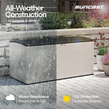 Suncast XL Deck Box, 160 Gal, Resin Reeded, Lockable, Iron Ore, French Gray