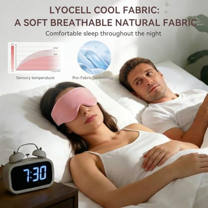 Lyocell Weighted Sleep Eye Mask for Women Men, 5.3oz & 7oz, Removable Washable Weighted Bag, Light Blocking Eye Cover, Soft Eye Shade for Travel Essentials, Office Naps, Gift,Pink