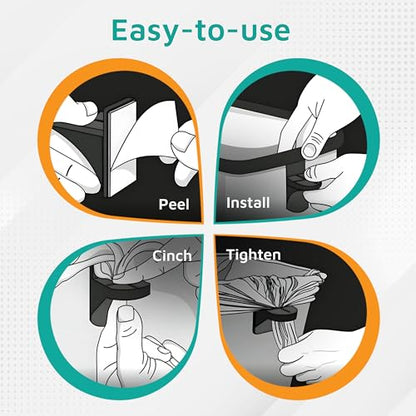 PlasticMill Trash Bags Cinch Black, 6 Pack, To Hold Garbage Bags In Place.May not be compatible with some Garbage Can drawers or compacters.