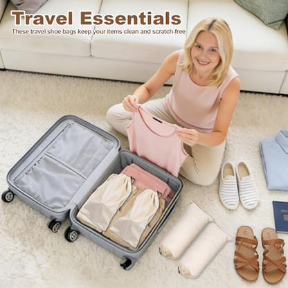 10 Pcs Single Shoe Bags for Travel, Dustproof Drawstring Travel Shoe Bag | 18"X9"shoe travel bag for Packing, Shoe Bag storage Sneaker Travel Bags, Washable Reusable dust bags for Handbags Shoes Toys