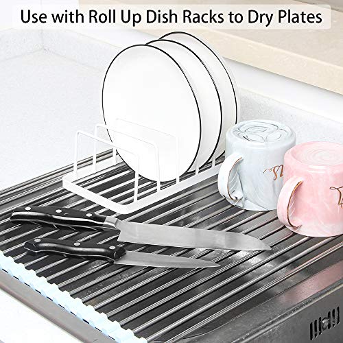 Tomorotec Dish Plate Drying Rack, lid Organizer, 5 Slot Cabinet, 2 Pack | Heavy-Duty Rustproof Steel Plate and lid Holders For Kitchen Countertop Cabinet Organizer Space Saving