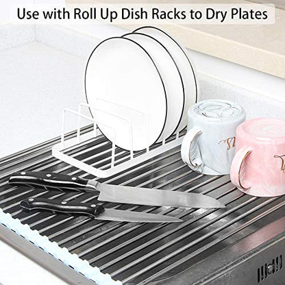 Tomorotec Dish Plate Drying Rack, lid Organizer, 5 Slot Cabinet, 2 Pack | Heavy-Duty Rustproof Steel Plate and lid Holders For Kitchen Countertop Cabinet Organizer Space Saving