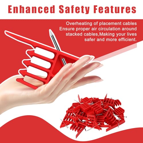 200 Pack Cable Stackers with Steel Nails, Multi-Cable Electrical Wire Clips | Insulated Cord Staples for Organizing Multiple Electrical Wires and Cables, Easy Nail-In Installation for Most Cable Types
