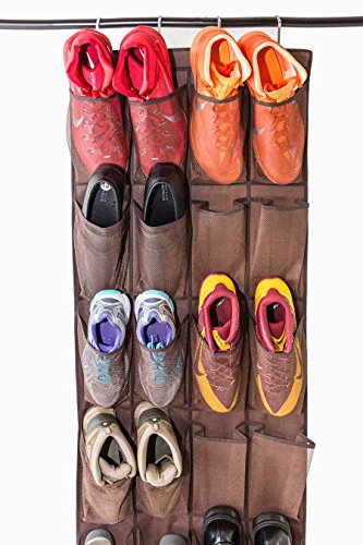 Roomganize Large Over the Door Shoe Organizer for Mens Sneakers (Bison brown)