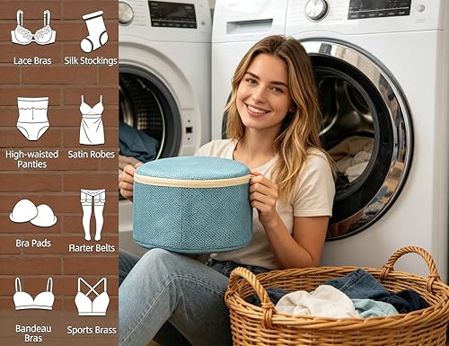 Bra Washing Bag for Delicates, Shape-Retaining, 2 Pack Lingerie Laundry Bag | Mesh Fabric with Support Plates, Prevents Bra & Lingerie Deformation During Washing, X-Large Green- Pink, 9.8" x 6"