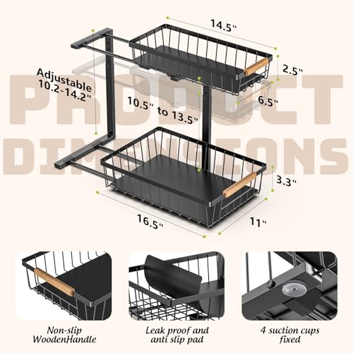 Under Sink Organizer and Storage, Slide Out Under... (Black | Cast Iron)