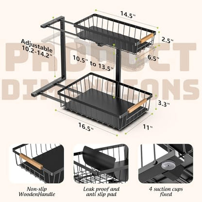 Under Sink Organizer and Storage, Slide Out Under... (Black | Cast Iron)