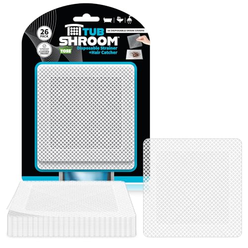 TubShroom 26 Pack Square Disposable Drain Cover - Hair Catcher Mesh Sticker Strainers for Shower Bathtub and Bathroom - Hair Catcher Sticker Drain Protector - Half Year Supply