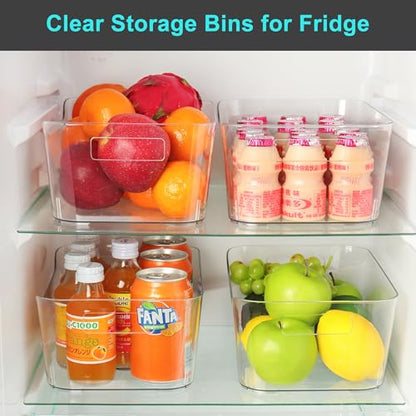 Pantry Organizers and Storage, 12 Pack Clear Plastic Storage Bins for Freezer, Multi-Use Organizer Bins for Kitchen, Office, Fridge, Cabinet and Shelf Organizing