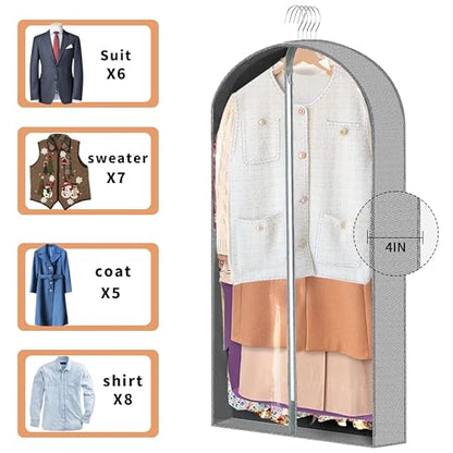 3 Pcs Garment Bags,40" & 50" PVEA Breathable Dust Cover,Dress Bag | For Hanging Clothes With Bedroom, Garment Covers For Suits,Padded Clothes,Shirts, Prevent, Dustproof, Keep Dry, Breathable