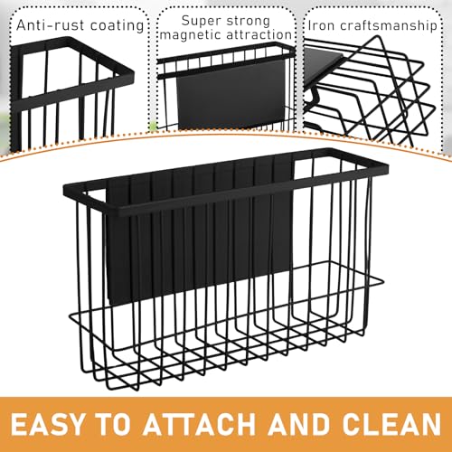 Magnetic Dryer Ball Holder for Laundry Room Dryer Ball Organization, Magnetic Lint Bin for Laundry Room Wool Dryer Ball Organizer, Iron Dryer Ball Container for Laundry Room Storage（Black）