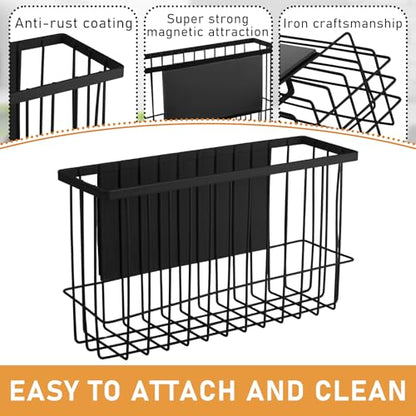 Magnetic Dryer Ball Holder for Laundry Room Dryer Ball Organization, Magnetic Lint Bin for Laundry Room Wool Dryer Ball Organizer, Iron Dryer Ball Container for Laundry Room Storage（Black）