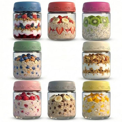4 OZ Salad Dressing Jar 8 Pack, Airtight Leakproof Bulk Small Glass Sauce Jar with Lids, Reusable for Lunch Box, Bento, Travel & Meal Prep(4 OZ-8Pack)