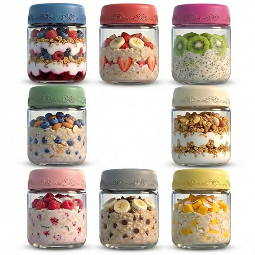 4 OZ Salad Dressing Jar 8 Pack, Airtight Leakproof Bulk Small Glass Sauce Jar with Lids, Reusable for Lunch Box, Bento, Travel & Meal Prep(4 OZ-8Pack)