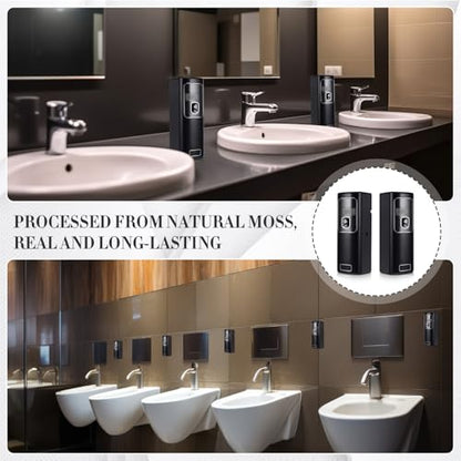 Rossesay 2 Pcs Automatic Air Freshener Spray Dispenser with Screen LCD Perfume Dispenser Wall Mount/Standing Capacity for Bathroom Hotel Office Commercial Place (Black)