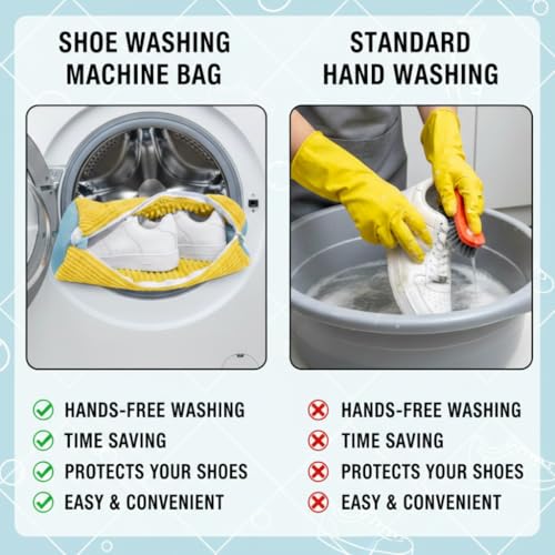 2026 New Shoe Washing Machine Bag - 2PC Kalitease Reusable Sneaker Cleaning Shoe Laundry Bag for Washer and Dryer with Self-Locking Zipper