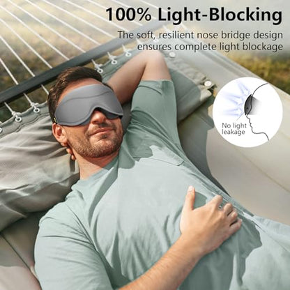 Sleep Mask, New Version, Premium Eye Mask for Sleeping, Total Blackout, Superior Soft Comfort, Upgraded 3D Ergonomic Designed Sleeping Mask for Home, Office, Travel, Meditation, Yoga, Gray