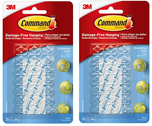Command 17026CLR-ES Decorating Clips, Clear, 20-Clips (2 Pack)