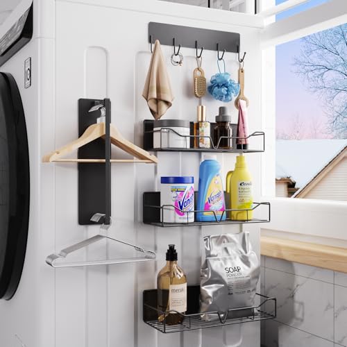 Magnetic Shelves for Washing Machine, 5 Pack Heavy... (5 Count | Black | Iron)