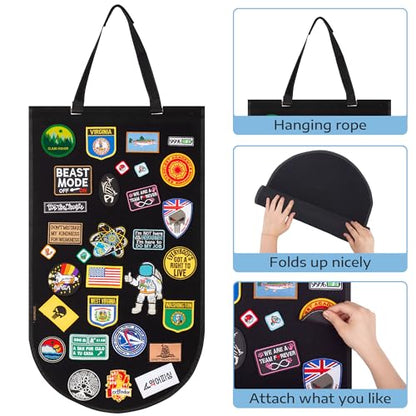 Hanging Patch Display Board, Foldable Patch Holder (Black) | Foldable felt panel displays military and morale patches. Patches not included.