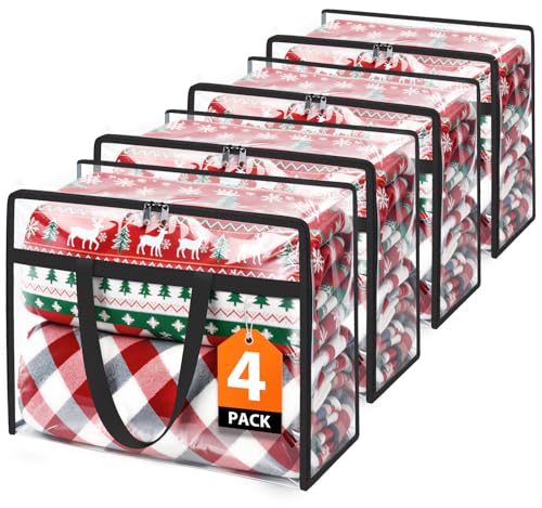 Clear Storage Bags, 4-Pack Under Bed and Closet Or... (4 Count | Clear)
