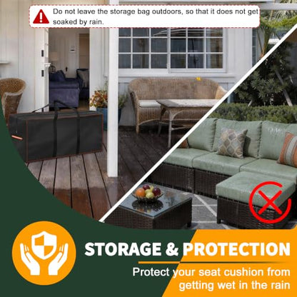 Enzeno Outdoor Cushion Storage Bag,Large Patio Furniture Cushion Storage Bag with Zipper and Reflective Handle,420D Garden Cushion Organizer Covers Dustproof,69"Lx29.5"Wx21.5"H