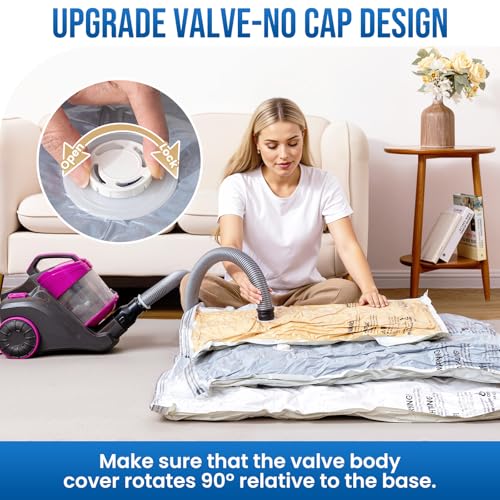 TAILI 8 Pack Vacuum Storage Bags, Jumbo Size (31×40 inch), Cream | Vacuum Seal Bags for Clothing, Extra Large Space Saver for Bulky Beddings, Comforters, Blankets, Pillows, Reusable