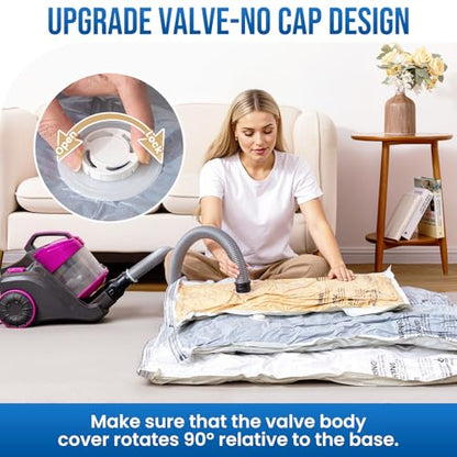 TAILI 8 Pack Vacuum Storage Bags, Jumbo Size (31×40 inch), Cream | Vacuum Seal Bags for Clothing, Extra Large Space Saver for Bulky Beddings, Comforters, Blankets, Pillows, Reusable