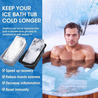 Large Ice Block Mold for Ice Bath Tub, 6 Pcs Extra Large Ice Cube Mold for Cold Plunge Tub, Total 14.4 Lb Ice Block, Reusable Ice Cube Tray Ice Molds Silicone Big Ice Tray for Ice Bath Accessories